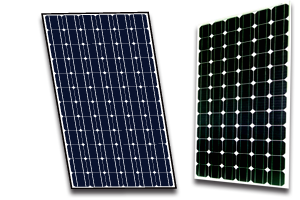 単結晶と多結晶の太陽電池モジュール